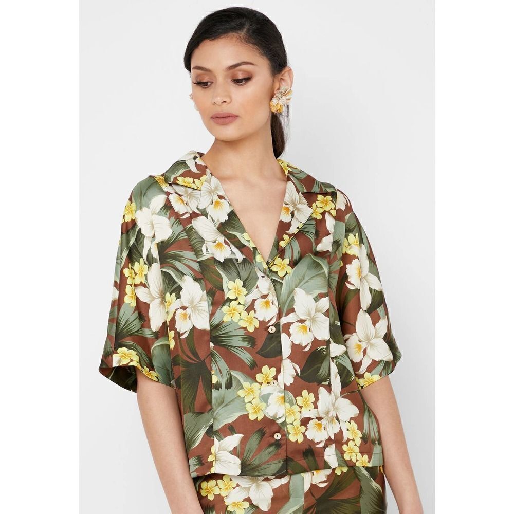 Mango Floral Print Blouse Shirt New